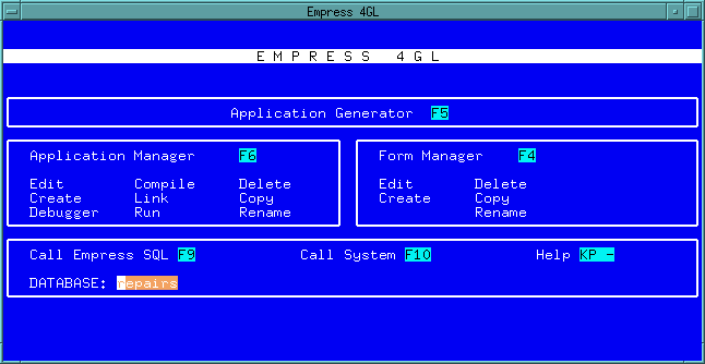 Figure 1-1 Application Development Main Menu