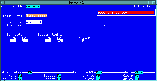 Figure 4-24 WINDOW TABLE