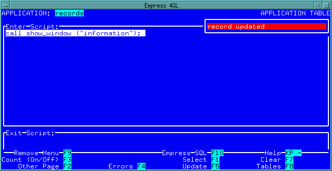 Figure 4-27 APPLICATION TABLE Enter Script
