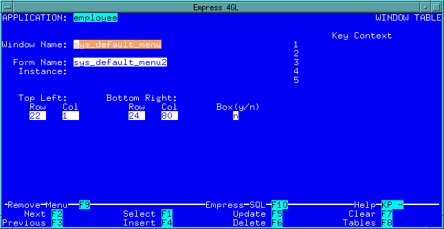 Figure 4-58 Definition of sys_default_menu window