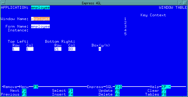 Figure 4-59 Definition of employee window