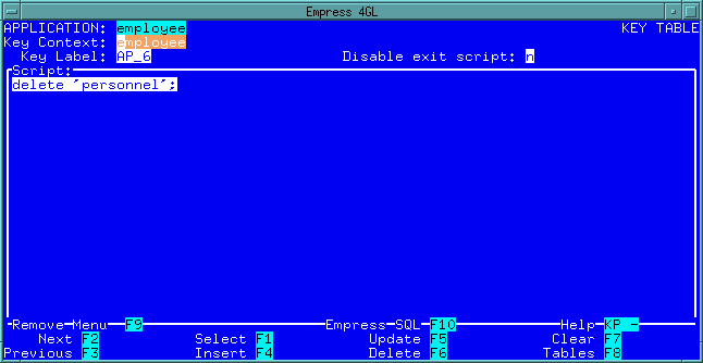 Figure 4-67 Delete Key Script