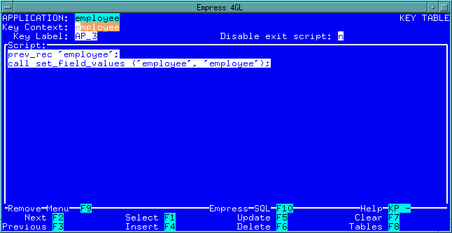 Figure 4-69 Previous Key Script