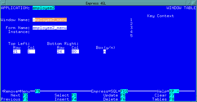 Figure 4-89 employee2_menu window