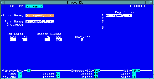 Figure 4-90 employee2_form1 window