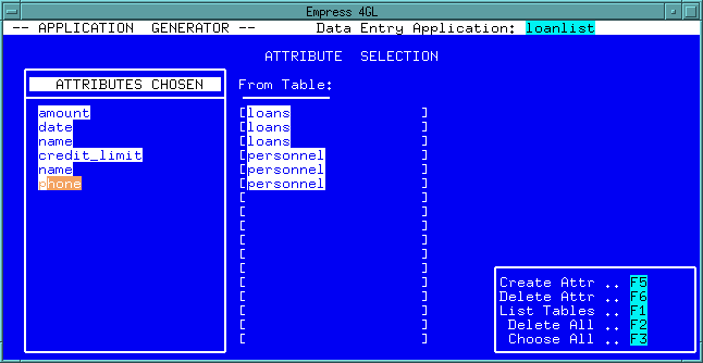 Figure 3-11 Attributes chosen