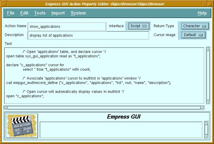 Figure 4-2 Action Property Editor