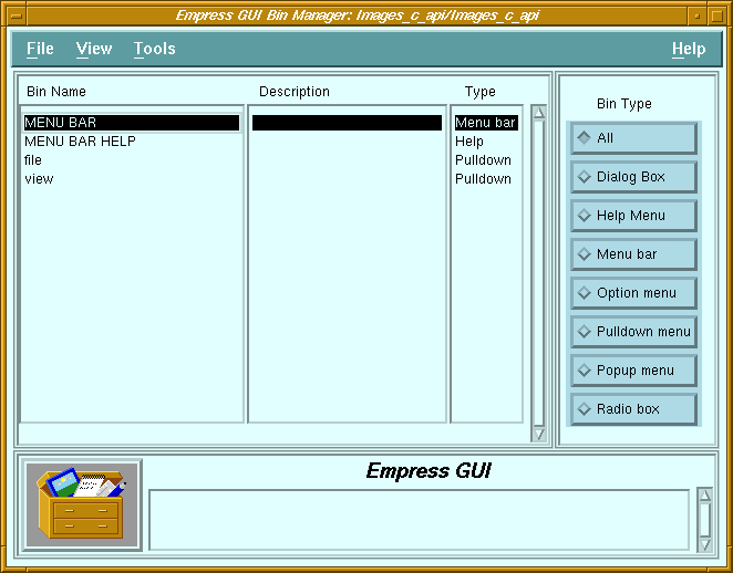 Figure 4-3 Bin Manager
