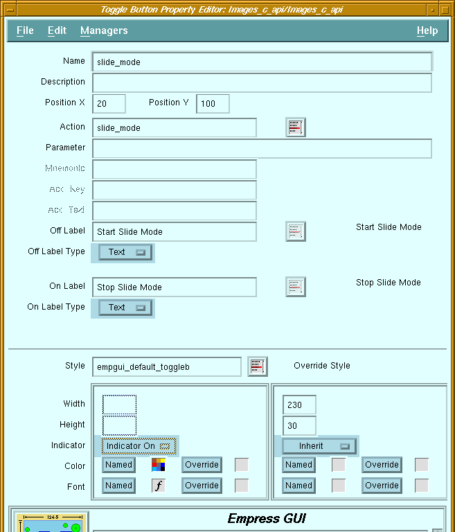 Figure 5-17 Toggle Button Property Editor