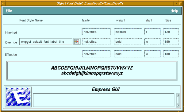 Figure 6-3 Object Font Detail