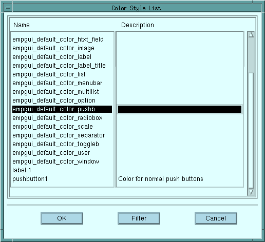 Figure 5-5 Color Style List