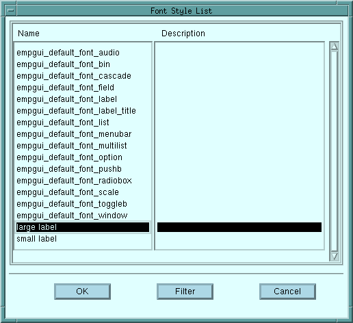 Figure 5-7 Font Style List